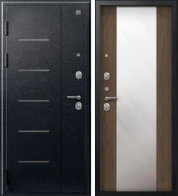 Дверь V-04 Черный муар - Миндаль Зеркало