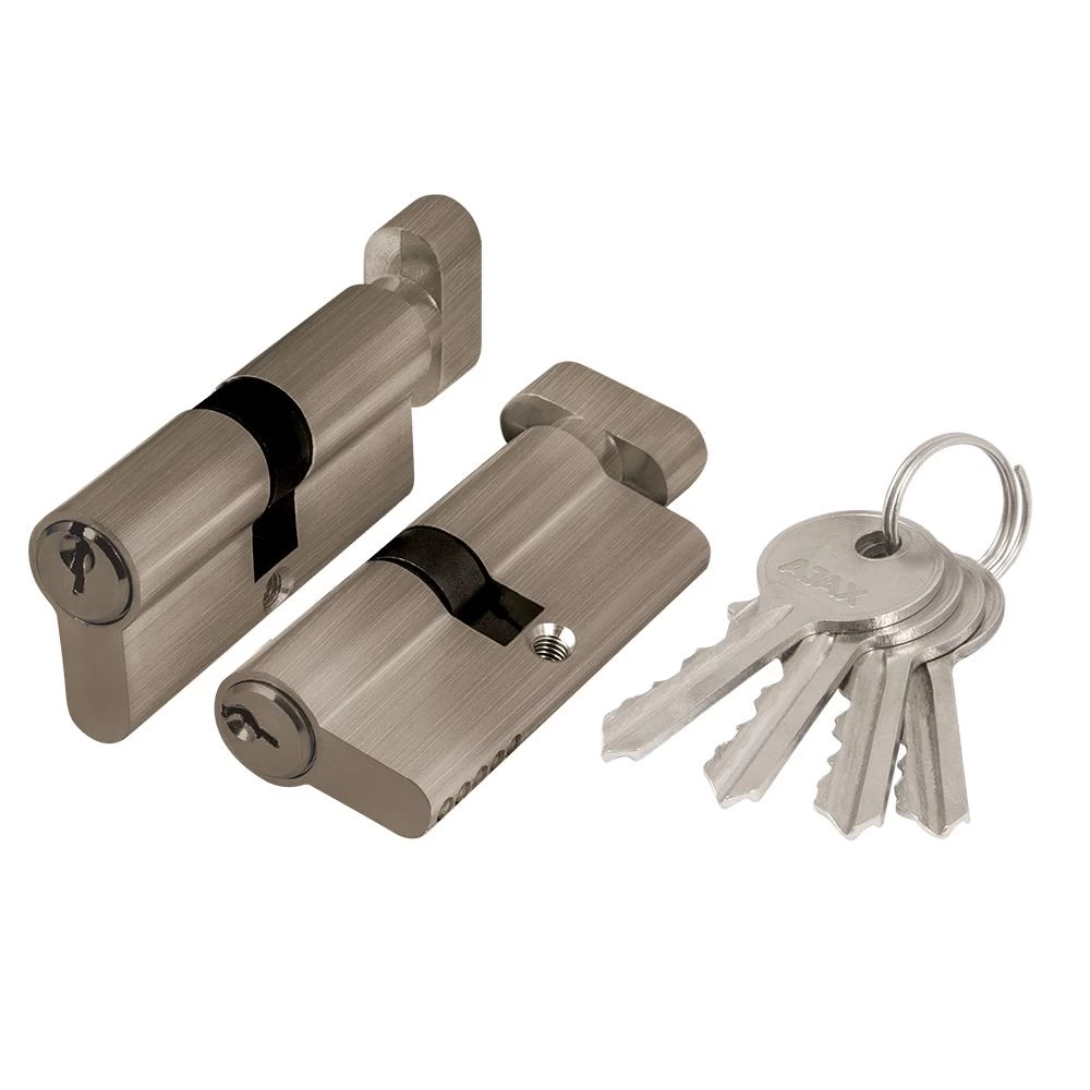 Фото Цилиндровый механизм (AX102/70) AX1002Knob70 (30+10+30)/HD AB бронза 4Key с вертушкой