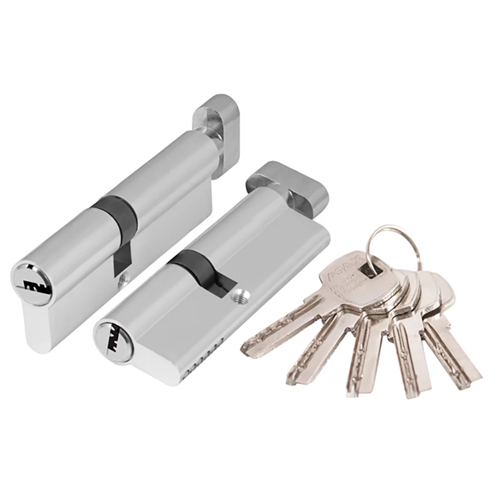 Фото Цилиндровый механизм (AX202/100) AX2002Knob100 (45+10+45) CP хром с вертушкой