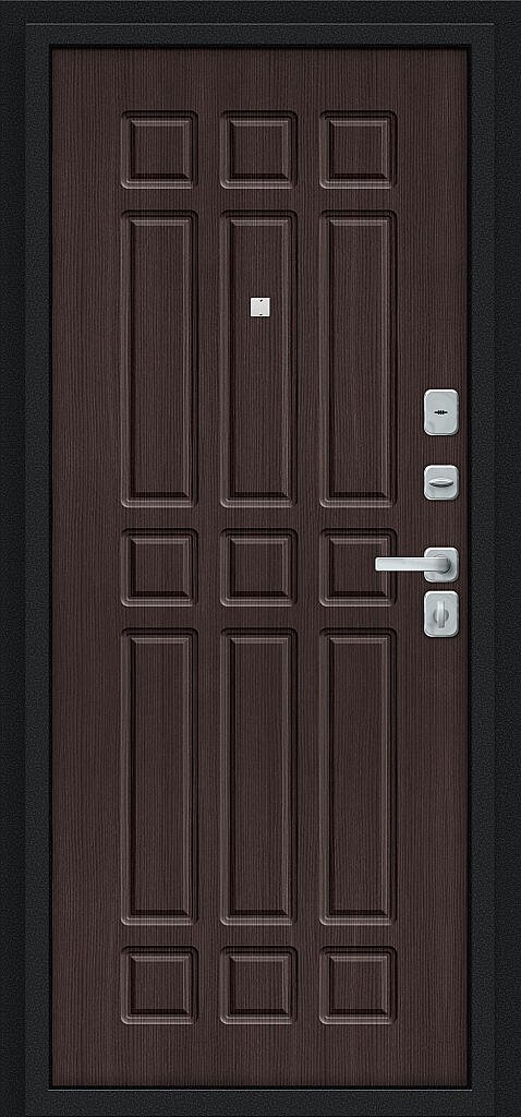 Входная дверь Мило МФ/BChrome Букле черное/Wenge Melinga BR6203